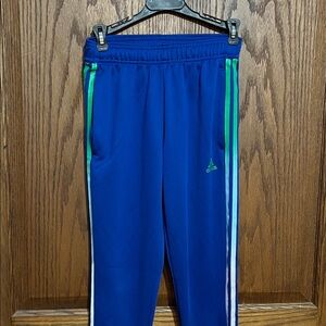 Adidas Kids Royal Blue Joggers with Green Stripes